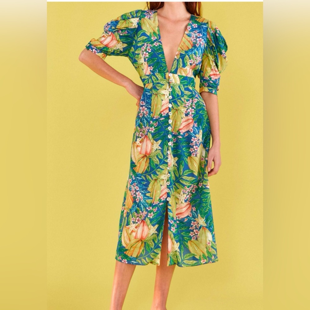 Farm Rio Star Fruits Midi Dress Size XS